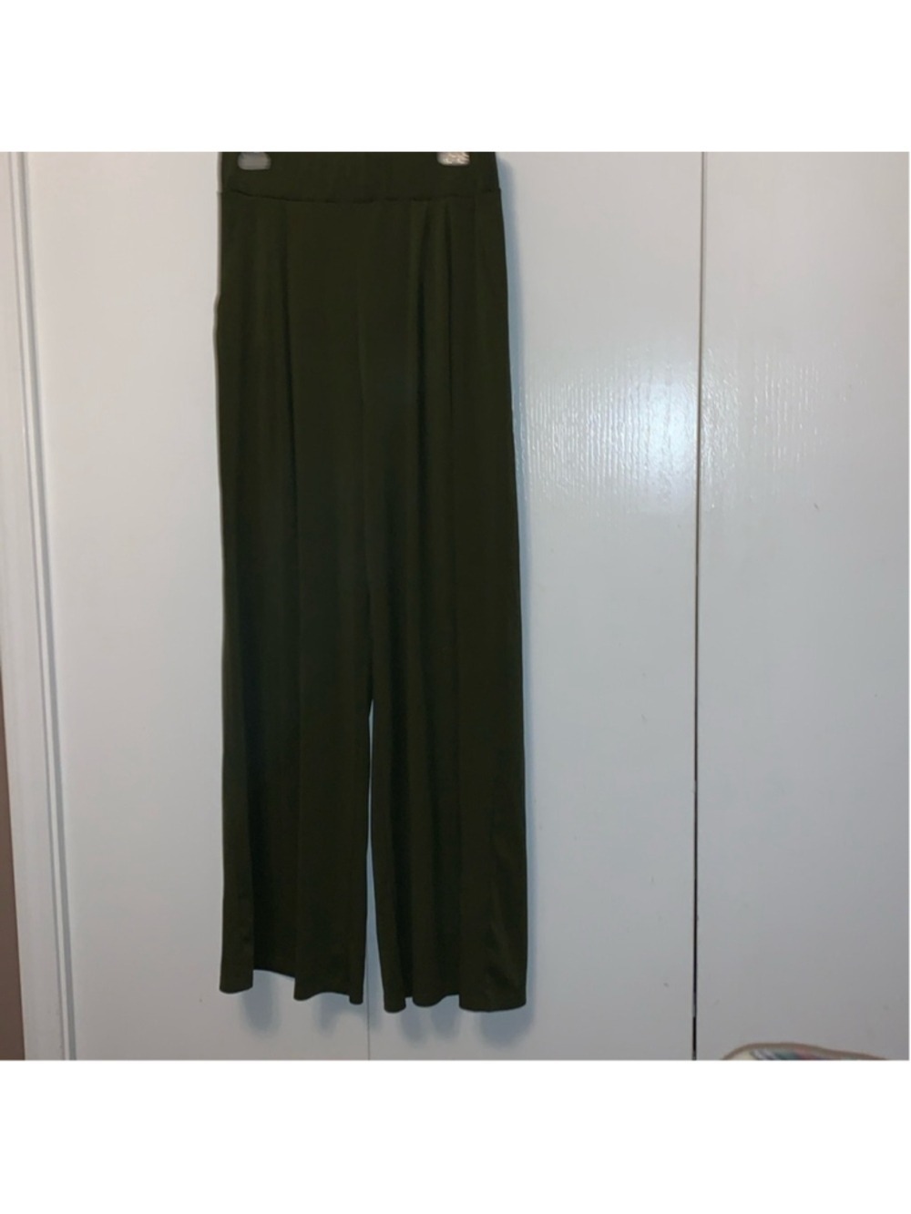 Dark olive green stretchy wide leg dress pants XL